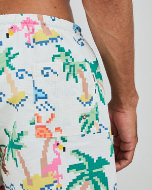 Tropical Pixel Swimwear Ecru