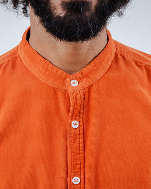 Babycord Japanese Mao Cotton Shirt Burnt Orange