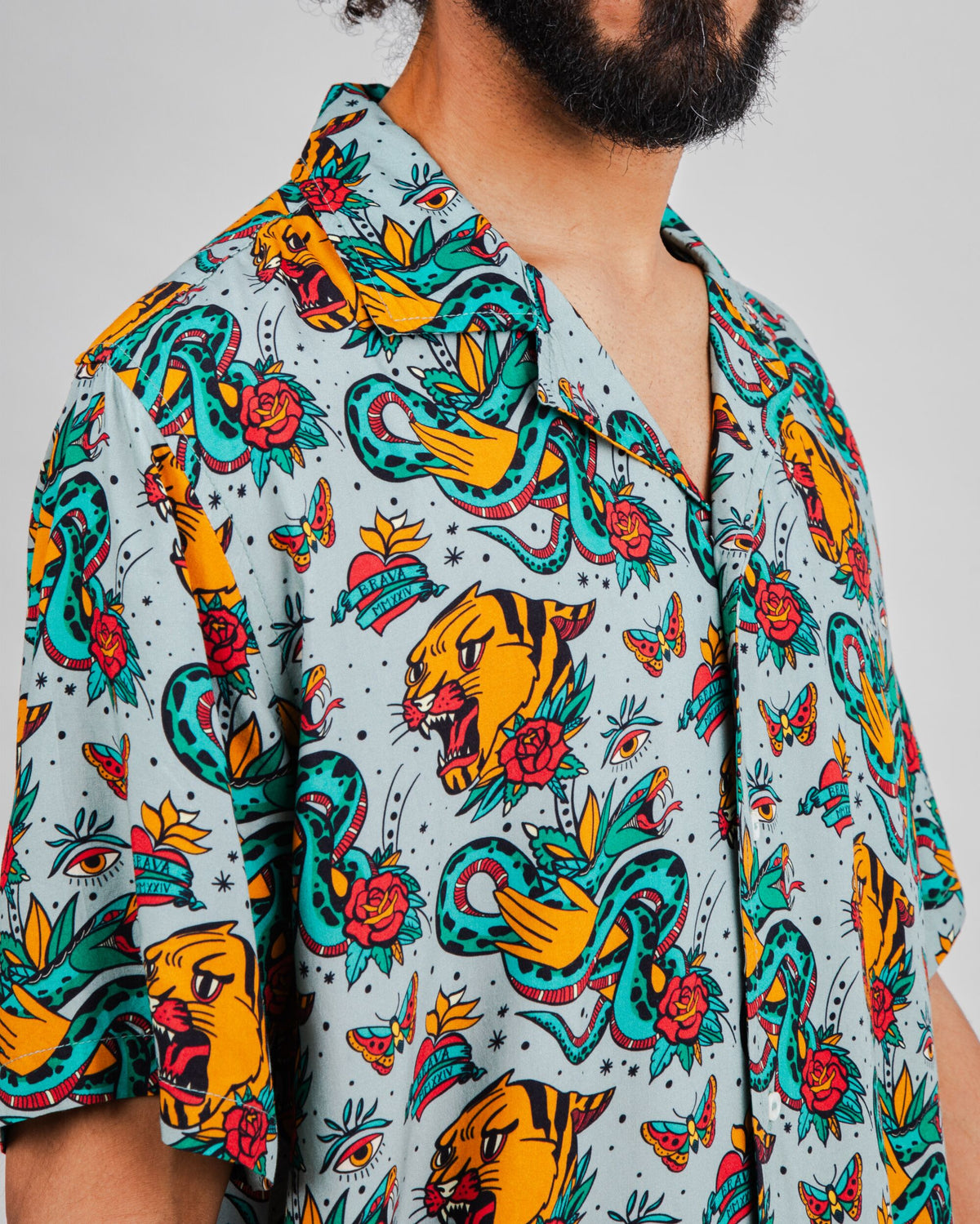 Old School Tattoo Aloha Shirt Mist