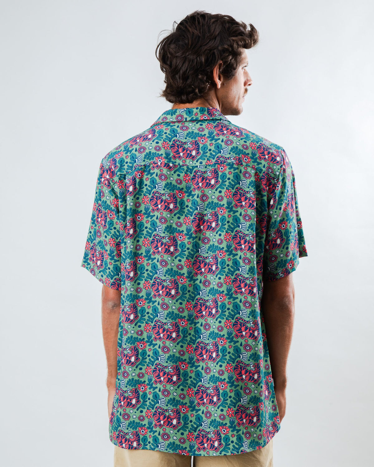 Asis Percales Tigris Aloha Shirt Light Green