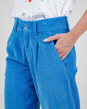 Corduroy Pleated Pants Blue