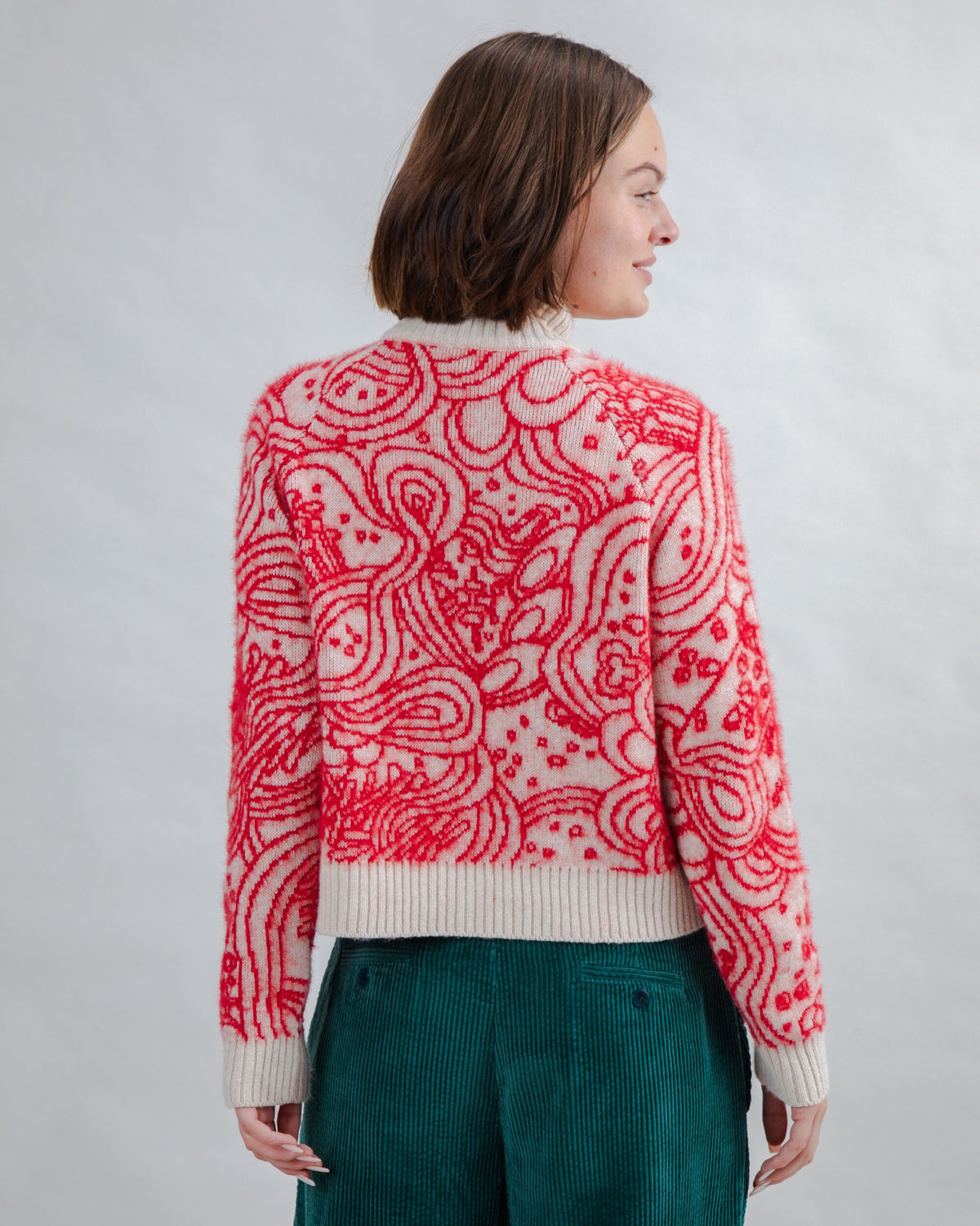 Cropped Sweater Noodles Jacquard