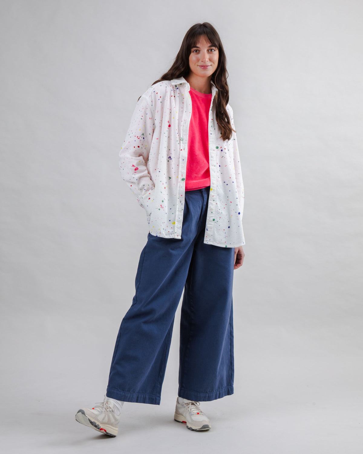 Splash Paint Corduroy Long Overshirt