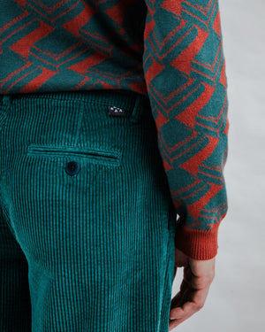 Corduroy Pleated Chino Pants Forest Green