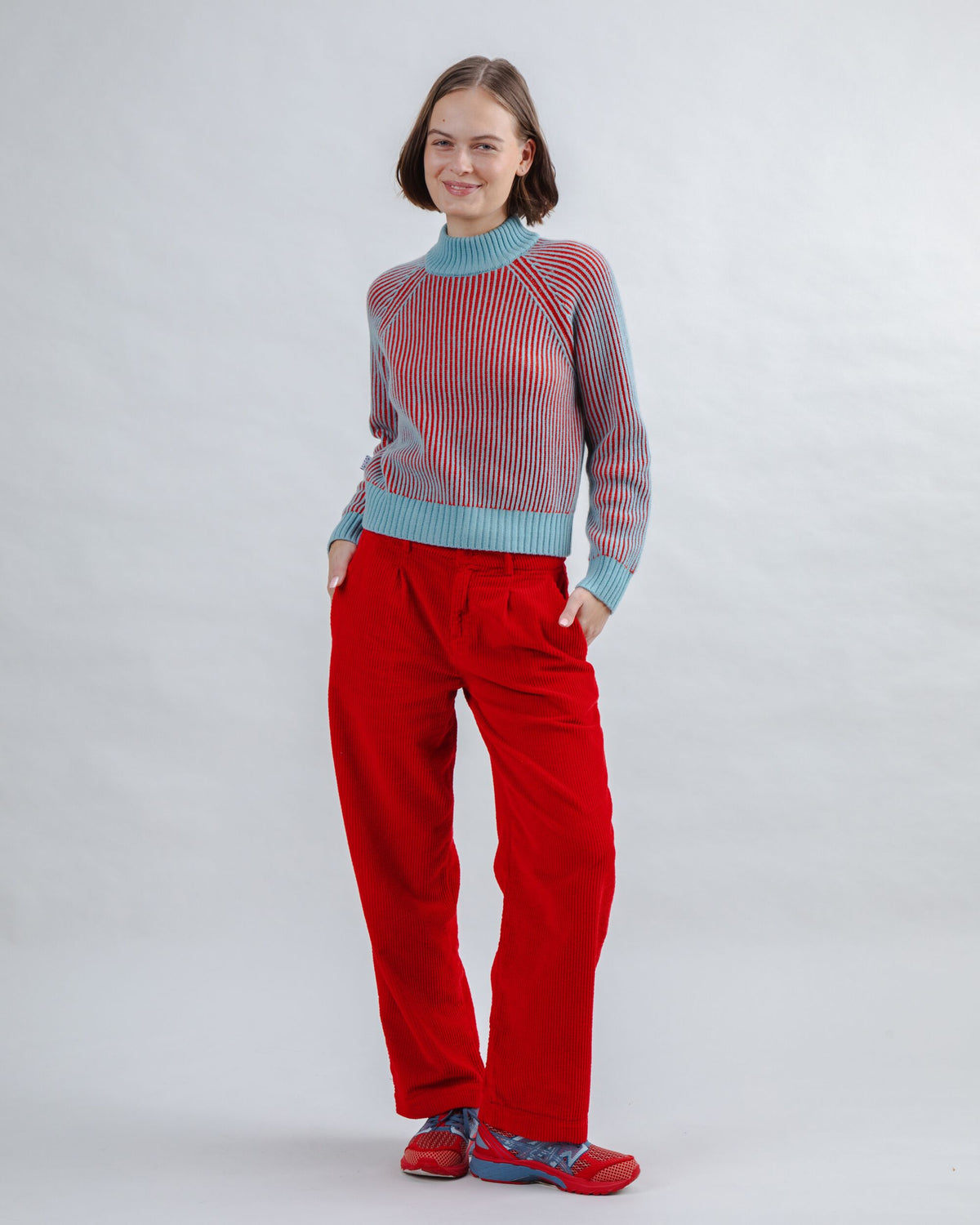 Corduroy Pleated Pants Red