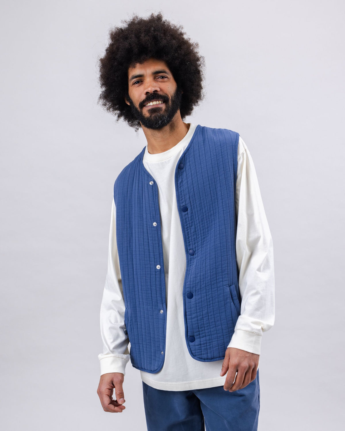 Quilt Vest Man Indigo