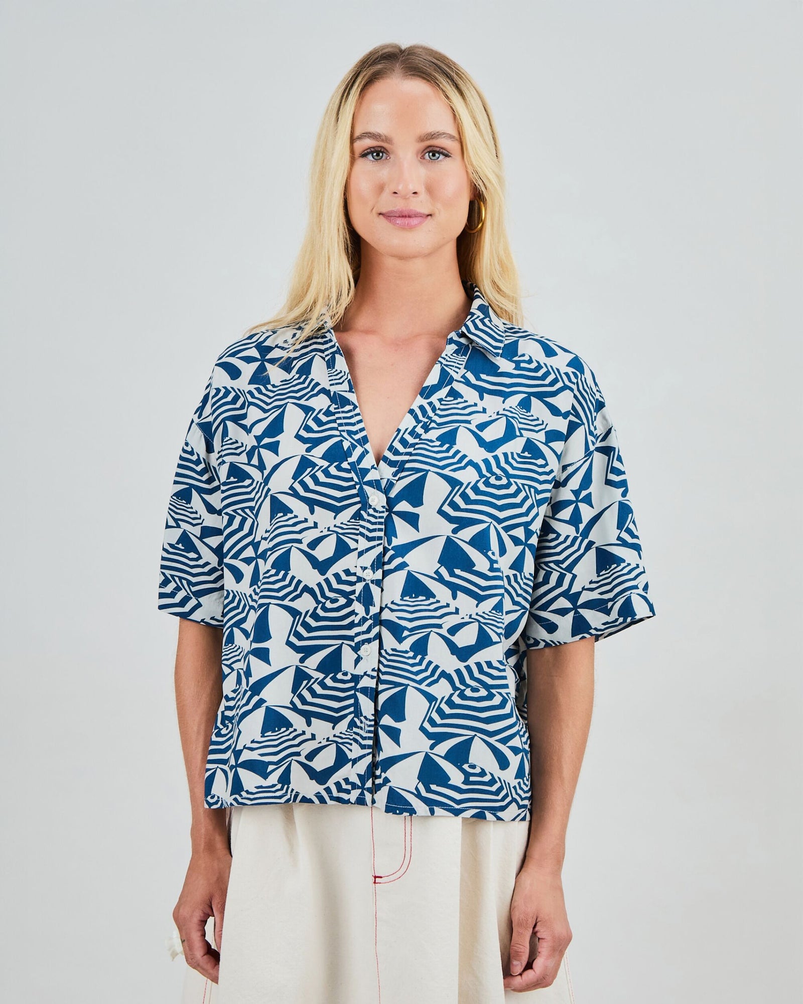 Sombrilla Oversize Cropped Blouse Blue