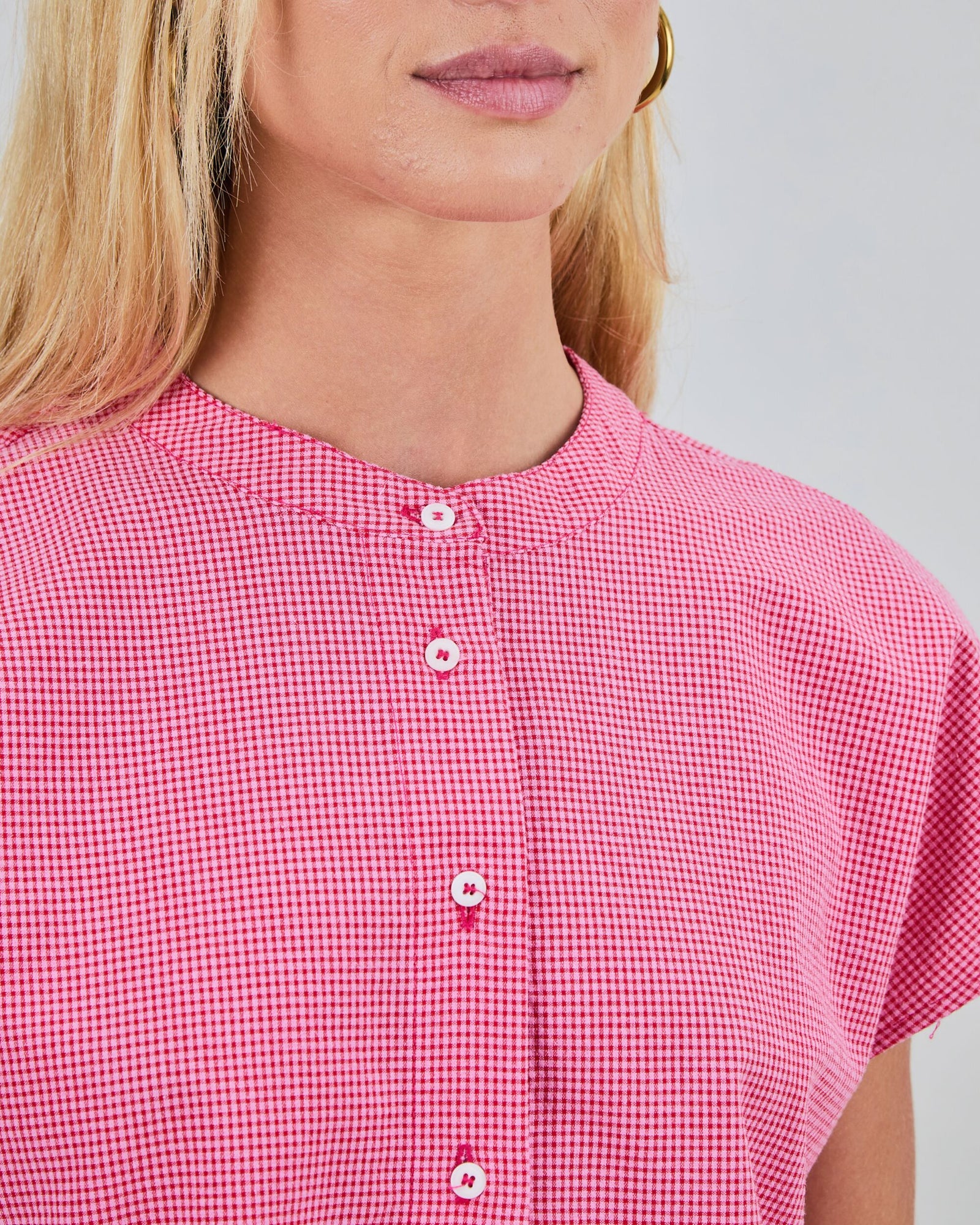 Checks Sleeveless Blouse Pink