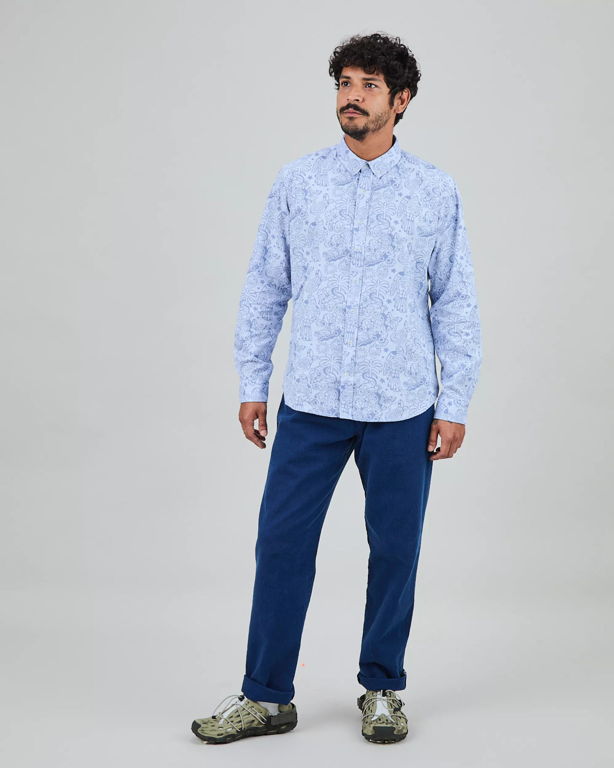 Asis Percales Crocodylus Regular Shirt Blue