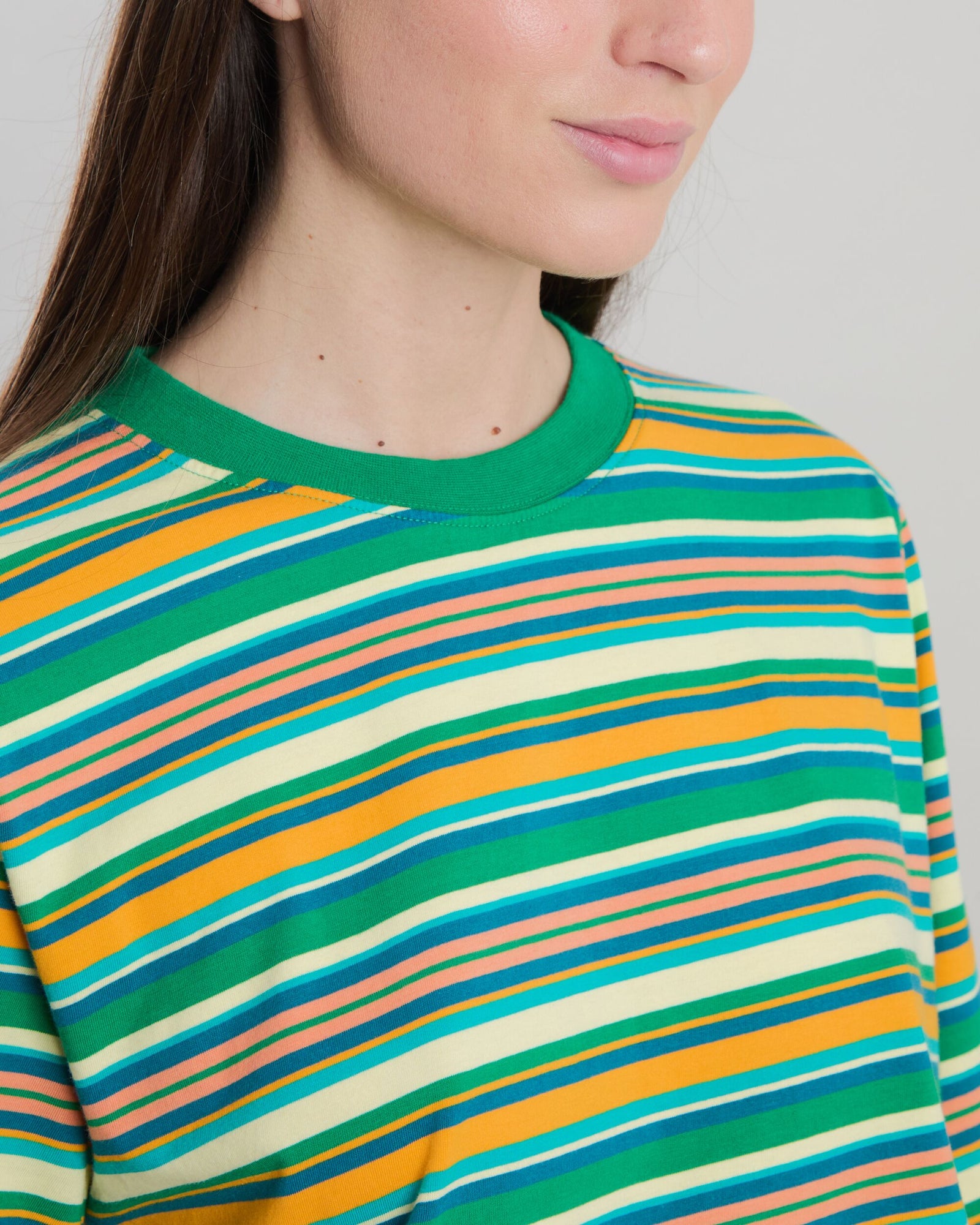 Stripes Boxy Tee Green