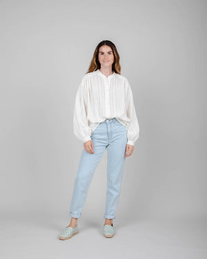 Polka Dot Boho Blouse White